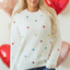 Sequin Heart Waffle Knit Sweater