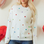 Sequin Heart Waffle Knit Sweater