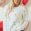 Sequin Heart Waffle Knit Sweater