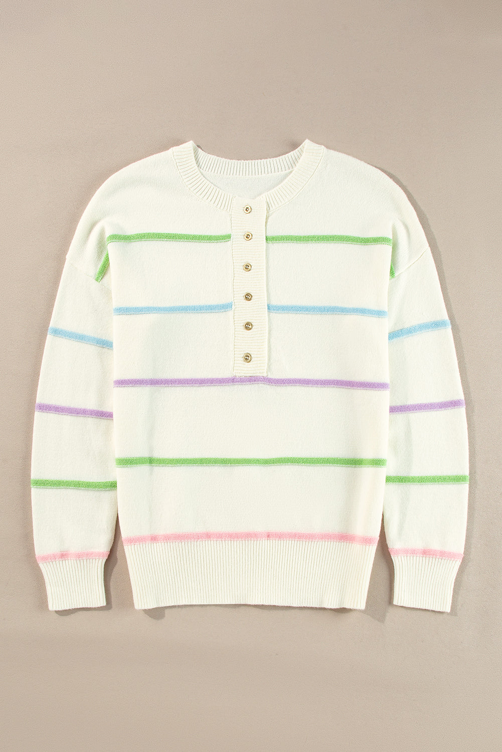 Miriam Stripes Baggy Henley Sweater