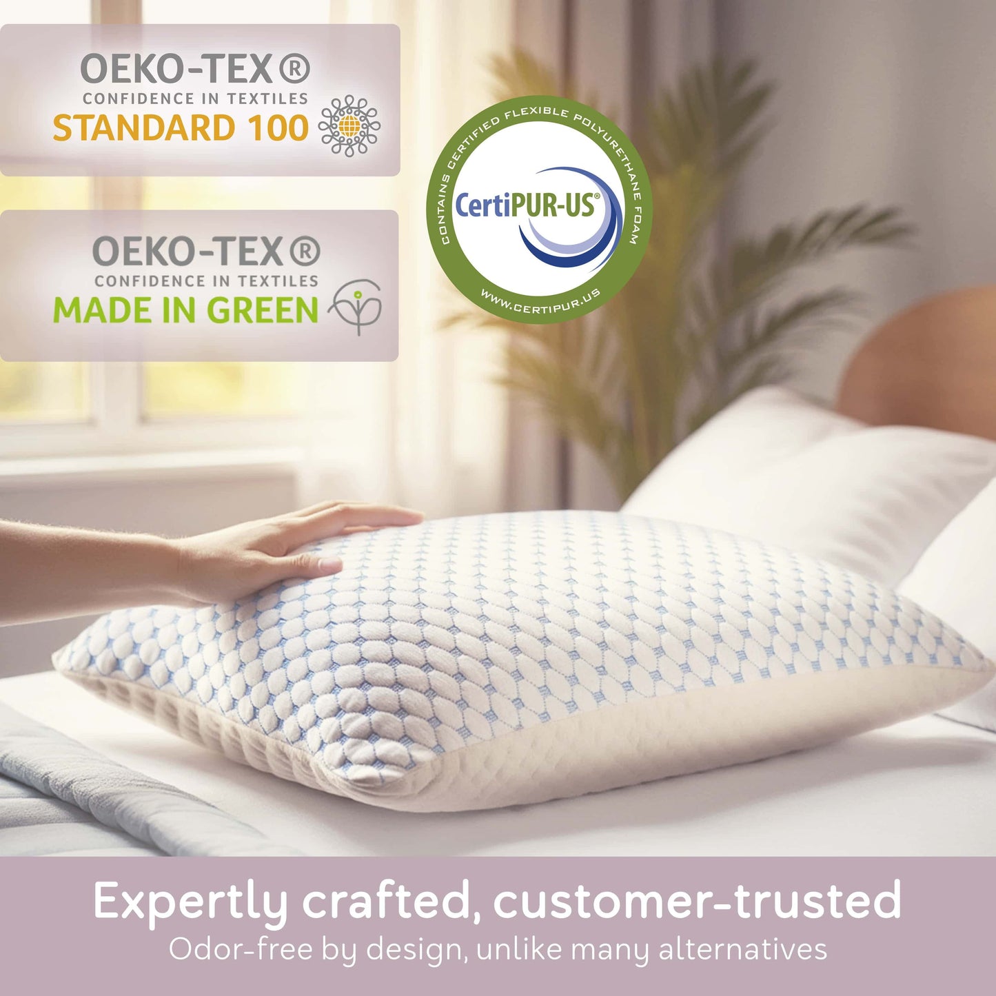 Virtu Temperature Regulating Memory Foam Pillows King Pillows Set of 2, Reversible King Size Pillows, Cooling Pillows King 20" X 36"