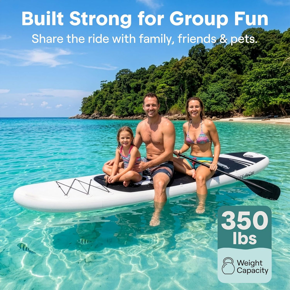 Serenelife 10'6" Inflatable Stand up Paddle Board with Premium SUP Accessories - Wide Stable Design with Non-Slip EVA Deck Pad, for Youth and Adults, 350 Lbs. Capacity