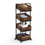 59 In. H Brown Wood 4-Tier Kitchen Cart Mobile Fruit and Vegetable Storage Utility Shelf Organizer Rack with Wheels