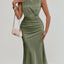 ZOELNIC Women'S Ruched Bodycon Dress Summer Casual Sleeveless Elegant Club Evening Party Cocktail Midi Dresses, S