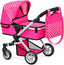 Fash N Kolor Foldable Pram for Baby Doll with Polka Dots Design with Swiveling Wheel Adjustable Handle