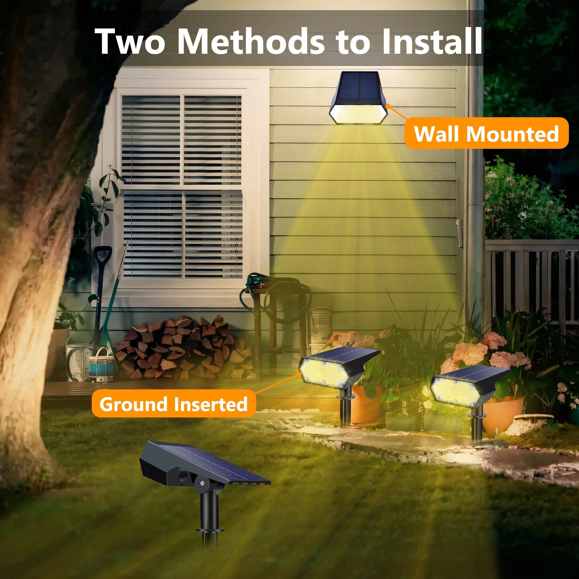 Toodour Solar Lights Outdoor, 49 LED Super Bright Solar Spot Lights with 2 Lighting Mode, Waterproof Solar Powered Landscape Spotlights for Garden Patio Pathway Yard (4 Pack-Warm White)