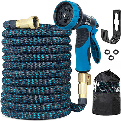 Cozybox 50Ft Water Hose - Upgraded Leakproof Lightweight No-Kink Garden Hose, Flexible Expanding Water Hose with Triple Layered Latex Core, Bag and Holder
