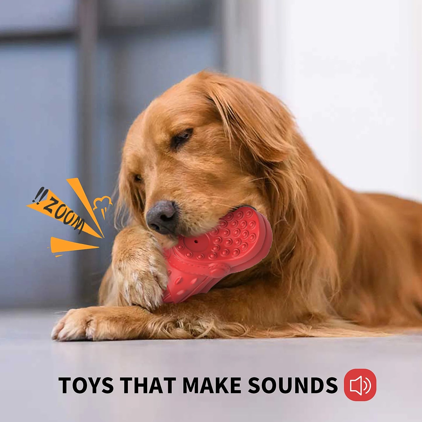 MASBRILL Squeaky Dog Toys Large Dog Chew Toy for Aggressive Chewer, 100% Safe Natural Soft Rubber Beef Flavor Dog Toys