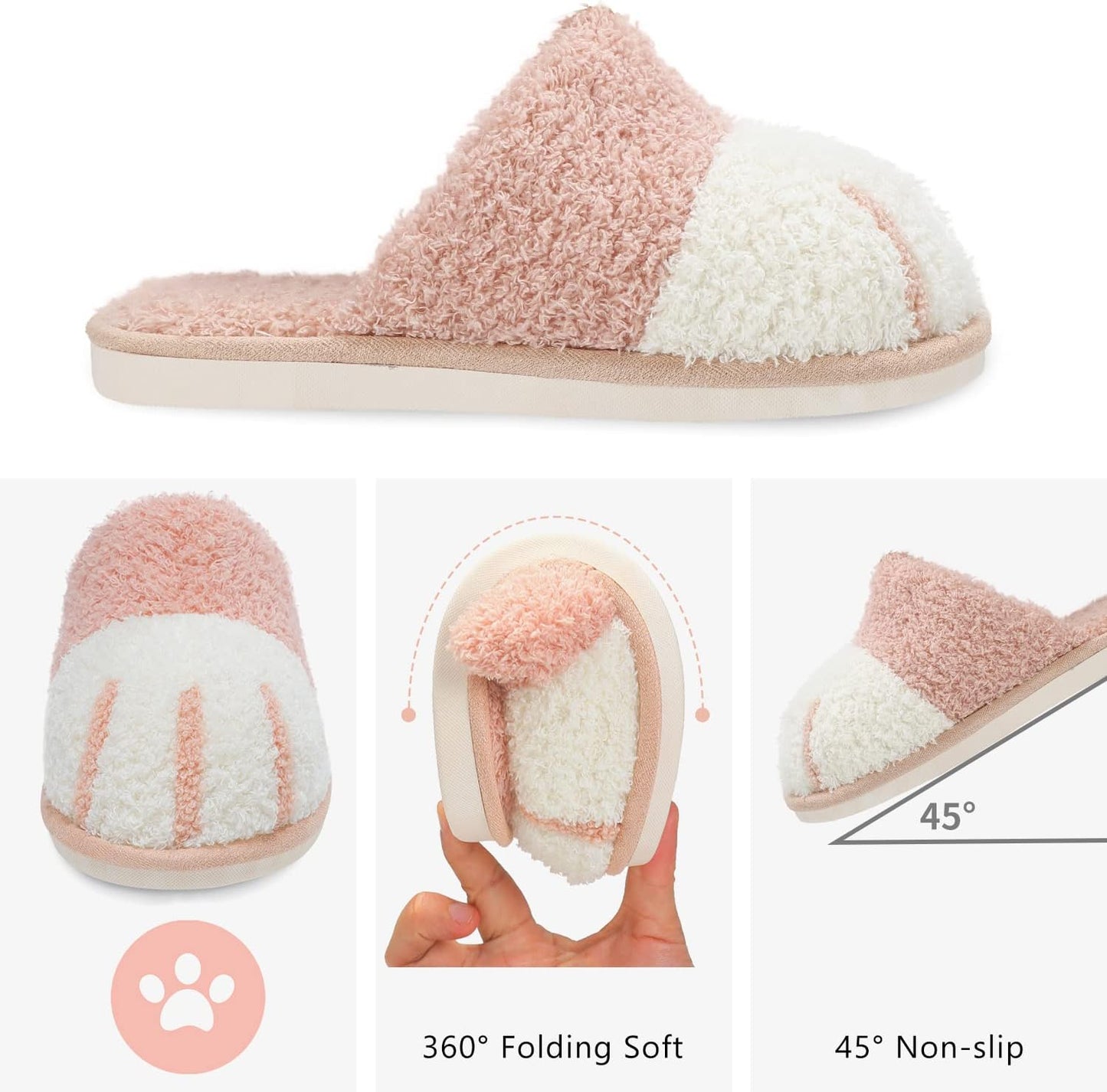 SINNO Cute Animal Slippers for Women Indoor Outdoor Memory Foam House Slipper Soft Warm Cozy Fuzzy Bedroom Non-Slip Shoes Christmas Gift Ladies