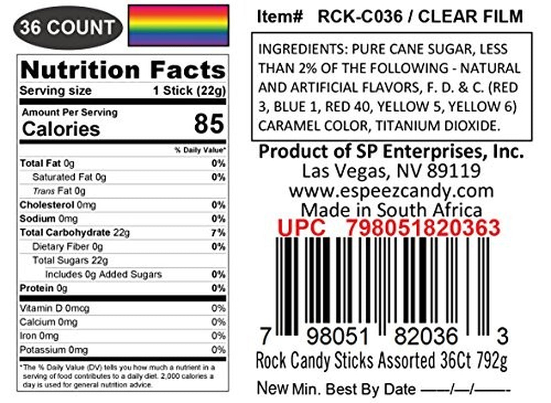 Extra Large Rock Candy Sticks - Candy Buffet - 36 Espeez Assorted Sticks - For