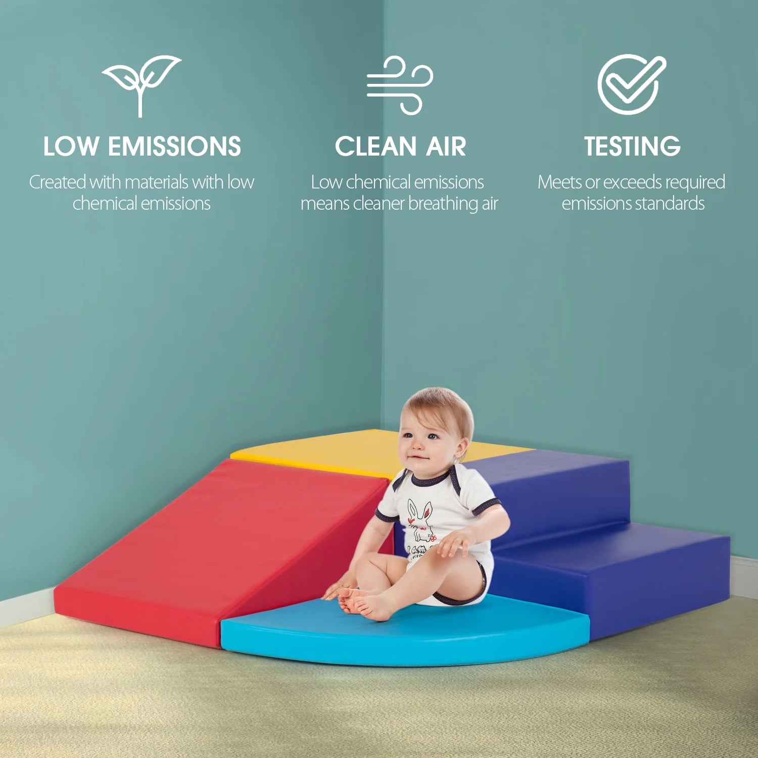 Niamvelo Baby Climb & Crawl Foam Play Set , 4-Piece Set Foam Climbing Blocks Toddler Climbing Toys for Child Development, Motor Skills