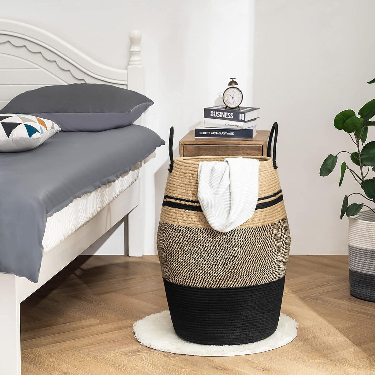 Large Laundry Basket Hamper Woven Blanket Basket Clothes Hamper
