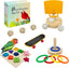 Bird Toys for Parakeets,5Pcs Parrot Toys Set (Include Basketball Hop,Skateboard,Stacking,Parrot Wooden Block Puzzles,Small Sepak Takraw) Parakeet Toys for Bird Training Toys