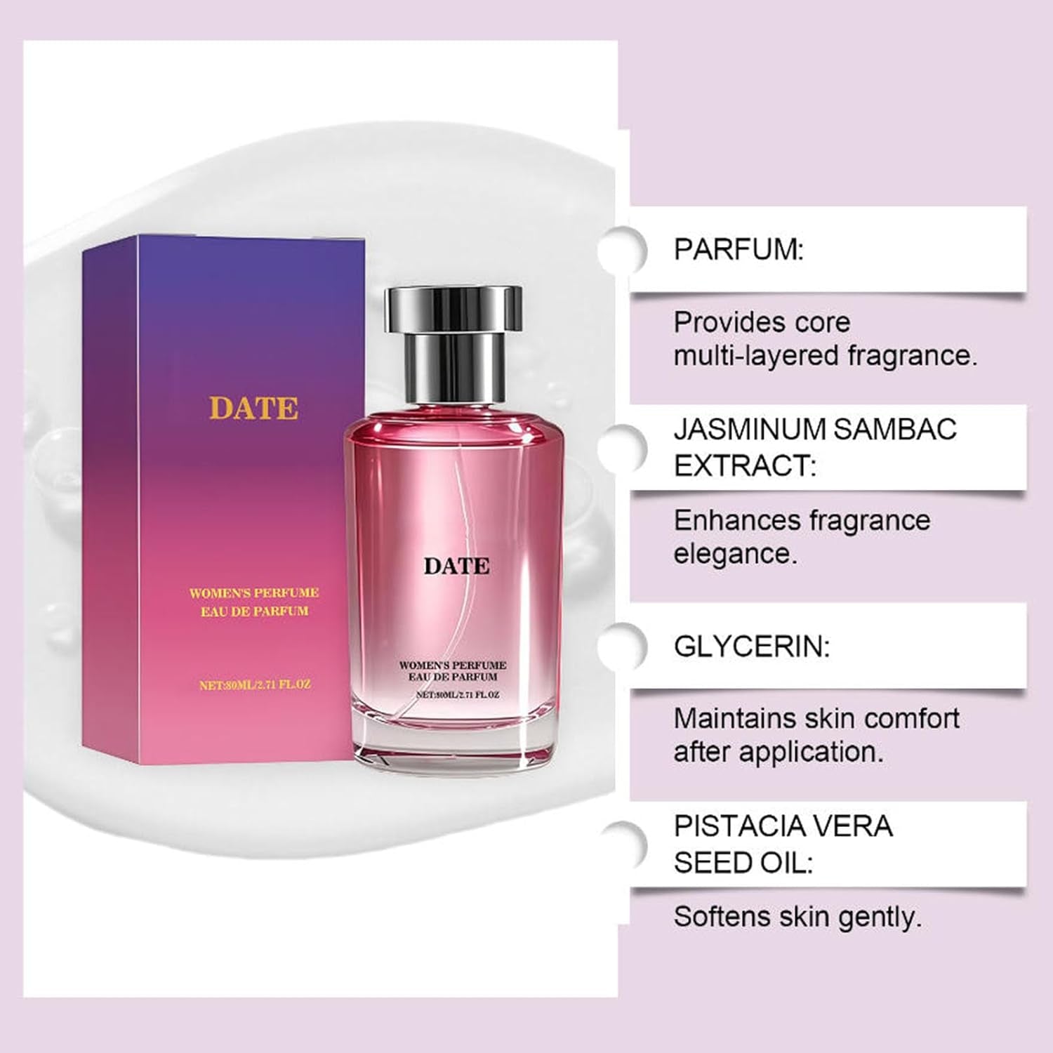 Women'S Perfume, Jasmine Floral and Fruity Scent, Elegant Fragrance, Fresh and Pleasant, Long-Lasting Scent, Perfume Spray, Suitable for Everyday Wear and Dates, 2.17 Fl.Oz