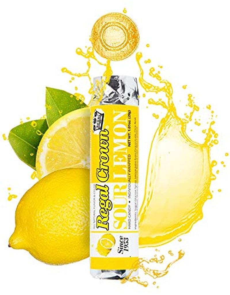 Regal Crown Sour Lemon Hard Candy Rolls | Old Fashioned Sour Lemon Candy | Traditional Lemon Candy Brought to You by Iconic Candy | 24 Count