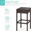 Best Choice Products 5-Piece Outdoor Wicker Bar Table Set for Patio, Poolside, Backyard W/Built-In Bottle Opener, Hidden Storage Shelf, Metal Tabletop, 4 Stools - Brown