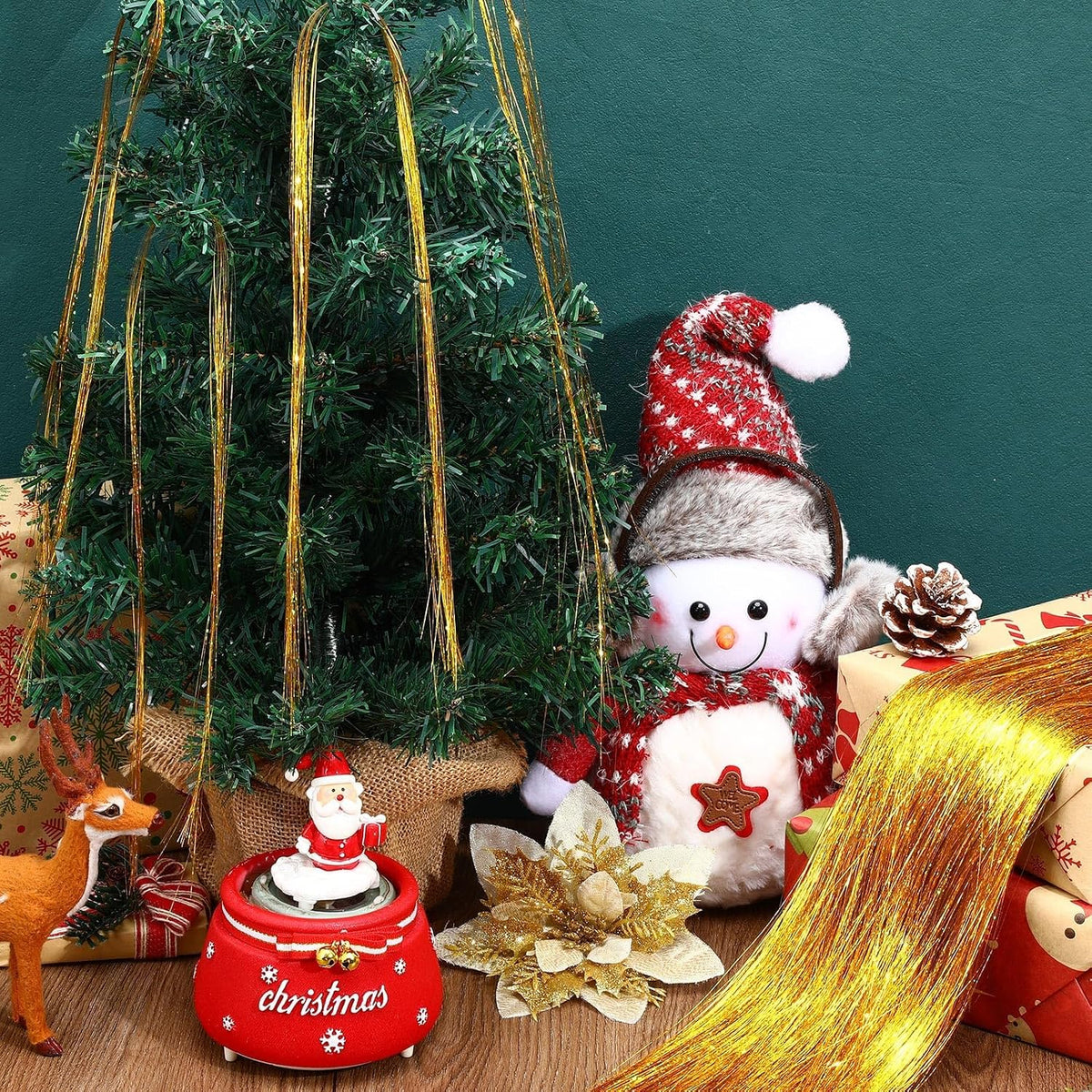 6000 Strands Christmas Tinsel Icicles, Gold Tinsel Foil Fringe Icicles