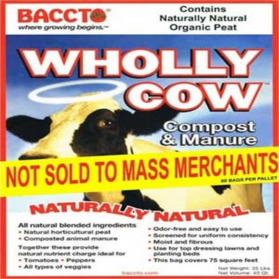 Baccto Wholly Cow Horticulture Organic Peat & Composted Manure, 40 Quarts