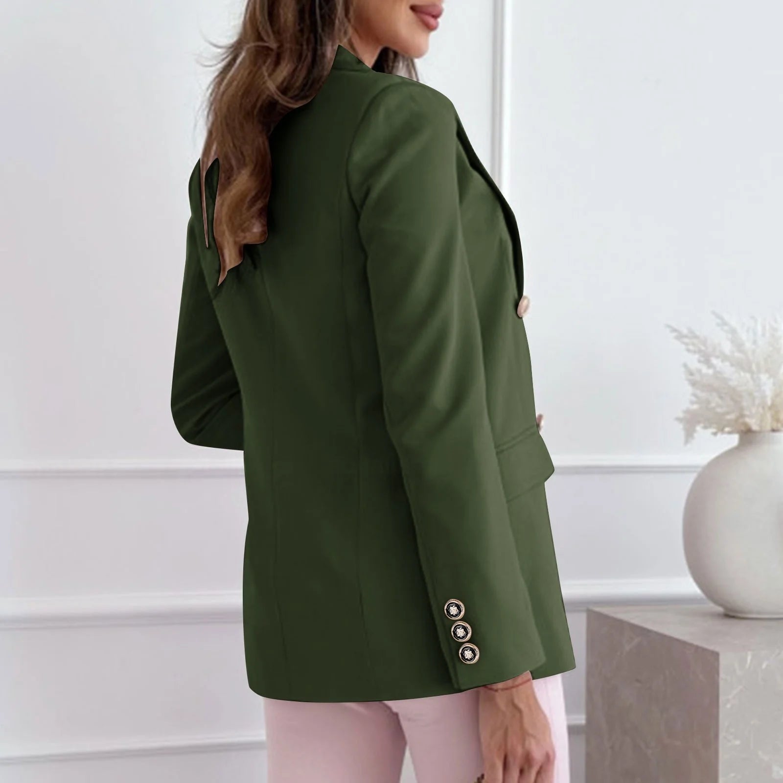 Ashirexll Winter Jackets for Women, Winter Coats for Women, Womens Solid Color Long Sleeve Turndown Collar Button up Casual Blazer Jacket No Hood