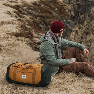 Laripwit Travel Duffle Bag for Men 40L Medium Sports Gym Bag with Wet Pocket & Shoes Compartment Weekender Overnight Backpack for Traveling Duffel Bag Backpack for Women, Khaki