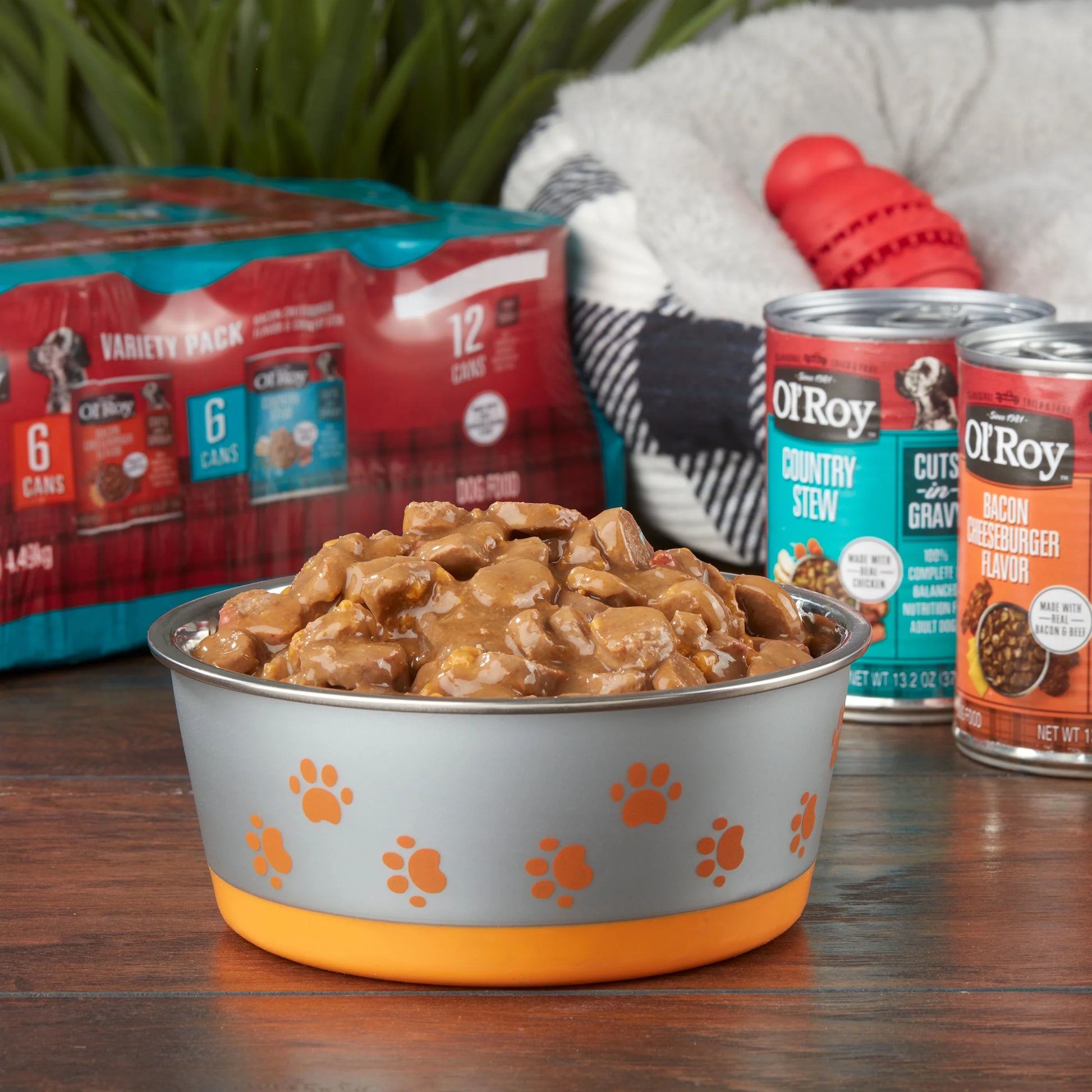 Ol' Roy Bacon Cheeseburger and Country Stew Cuts in Gravy Wet Dog Food Variety Pack, 13.2 Oz Cans, 12 Count