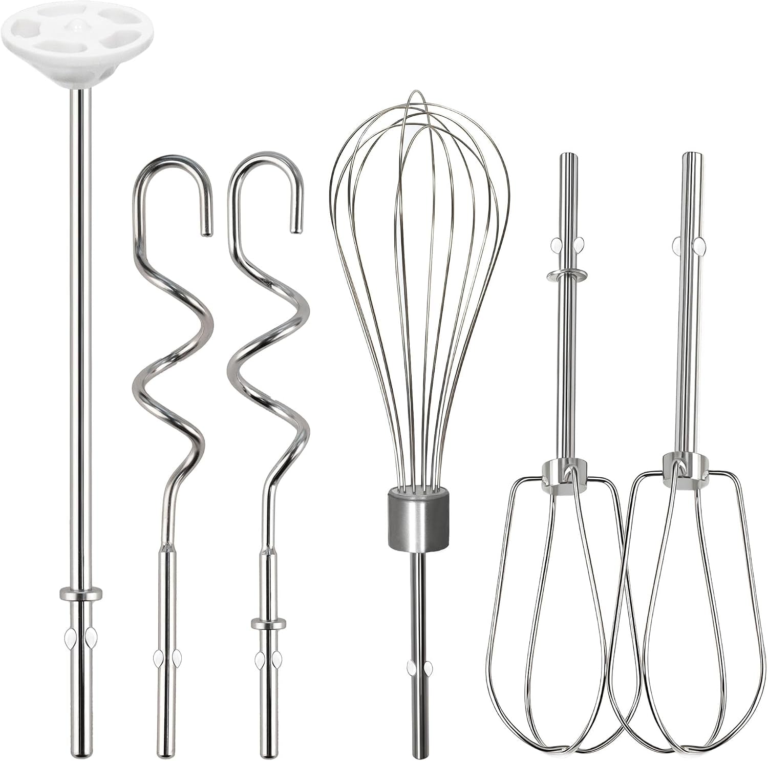 Hand Mixer Beater Attachments for Kitchenaid Set of 6 | Including Turbo Beater, Pro Whisk, Dough Hooks, Blending Rod Compatible with KHM512 KHM6118 KHM7210 KHM926