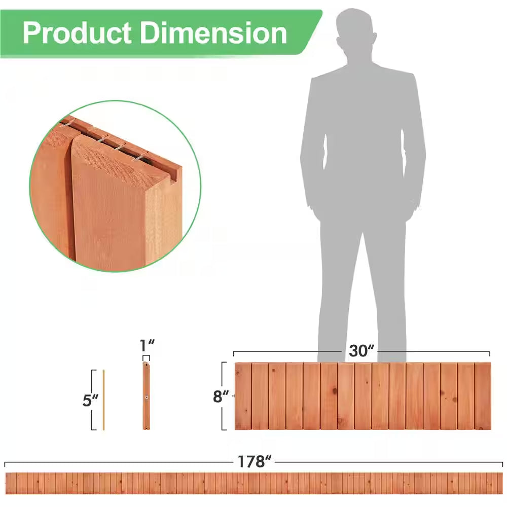 6-Pieces Outdoor Wooden Short Fences Wooden Landscape Border Edging