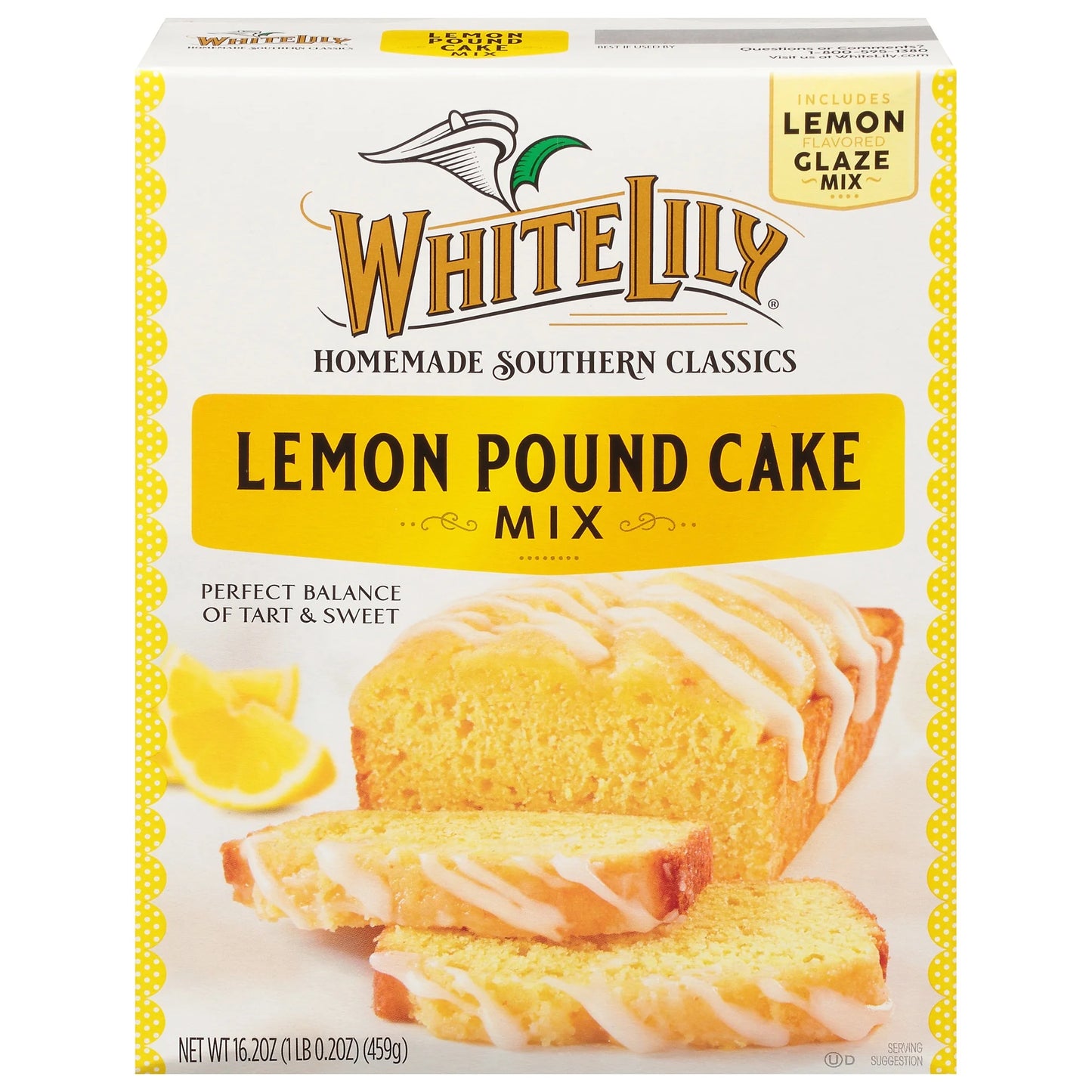(4 Pack) White Lily Lemon Pound Cake Mix, 16.2 OZ Box