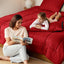 Exclusivo Mezcla Lightweight Reversible Queen Size Comforter Set, down Alternative Comforter with 2 Pillow Sham, Queen Size Bedding Set for All Seasons, Red/Black