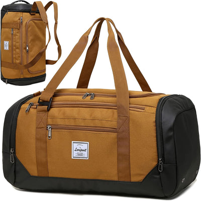 Laripwit Travel Duffle Bag for Men 40L Medium Sports Gym Bag with Wet Pocket & Shoes Compartment Weekender Overnight Backpack for Traveling Duffel Bag Backpack for Women, Khaki