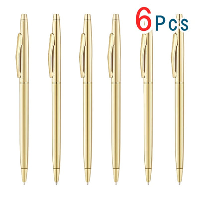 Slim Metallic Retractable Ballpoint Pens Slim Ballpoint Pens Black Ink Pens Metal Pens Set for Business Office