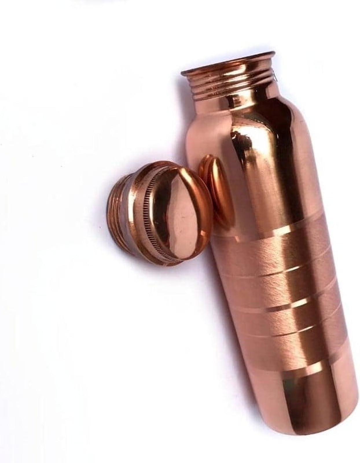 RATAN ENTERPRISES Pure Copper Silver Line Water Bottle with Lid 900 ML