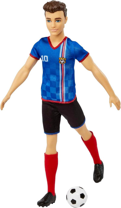 Barbie Careers Ken Fashion Doll & Accessory, Soccer Player with Cropped Hair, #10 Uniform, Tall Socks, Cleats & Ball | Cropped Hair, #10 Uniform, Tall Socks, Cleats & Ball
