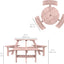 Best Choice Products 6-Person Circular Outdoor Wooden Picnic Table for Patio, Backyard, Garden, DIY W/ 3 Built-In Benches, 500Lb Capacity - Rose Quartz