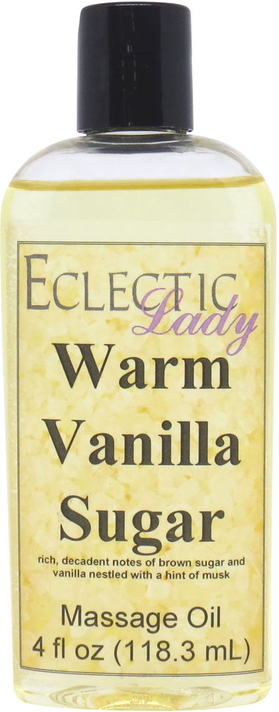 Warm Vanilla Sugar Massage Oil by Eclectic Lady, 4 Oz, Sweet Almond Oil and Jojoba Oil