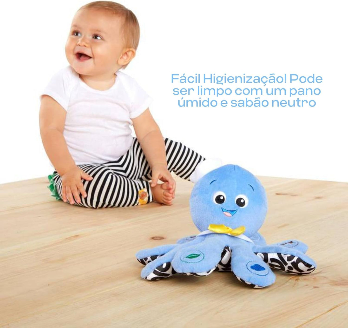 Baby Einstein Octoplush Musical Huggable Stuffed Animal Plush Toy, Learn Colors in 3 Languages, Blue, 11" Age 3 Month and Up,