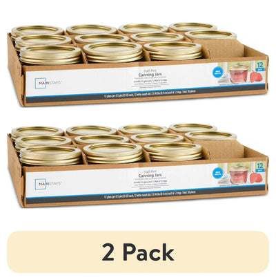 (2 Pack) Mainstays 8 Oz Mason Jars, Wide Mouth Half Pint Canning Jars with Lids and Rings, 12-Pack Small Glass Jars for Home Canning and Meal Prep