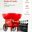 Cotton Candy Machine, Cotton Candy Maker for Kids with Candy Spoon and 10 Candy Sticks, Christmas Red, FOHERE