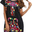 YZXDORWJ Women Mexican Embroidered Dress Short Sleeve