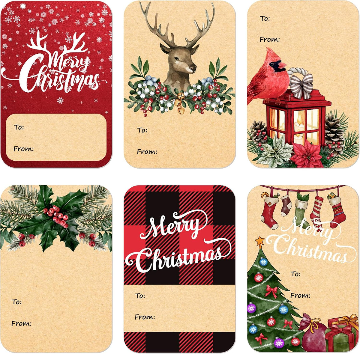 120 PCS 8 Designs Self Adhesive Christmas Gift Name Tag Stickers