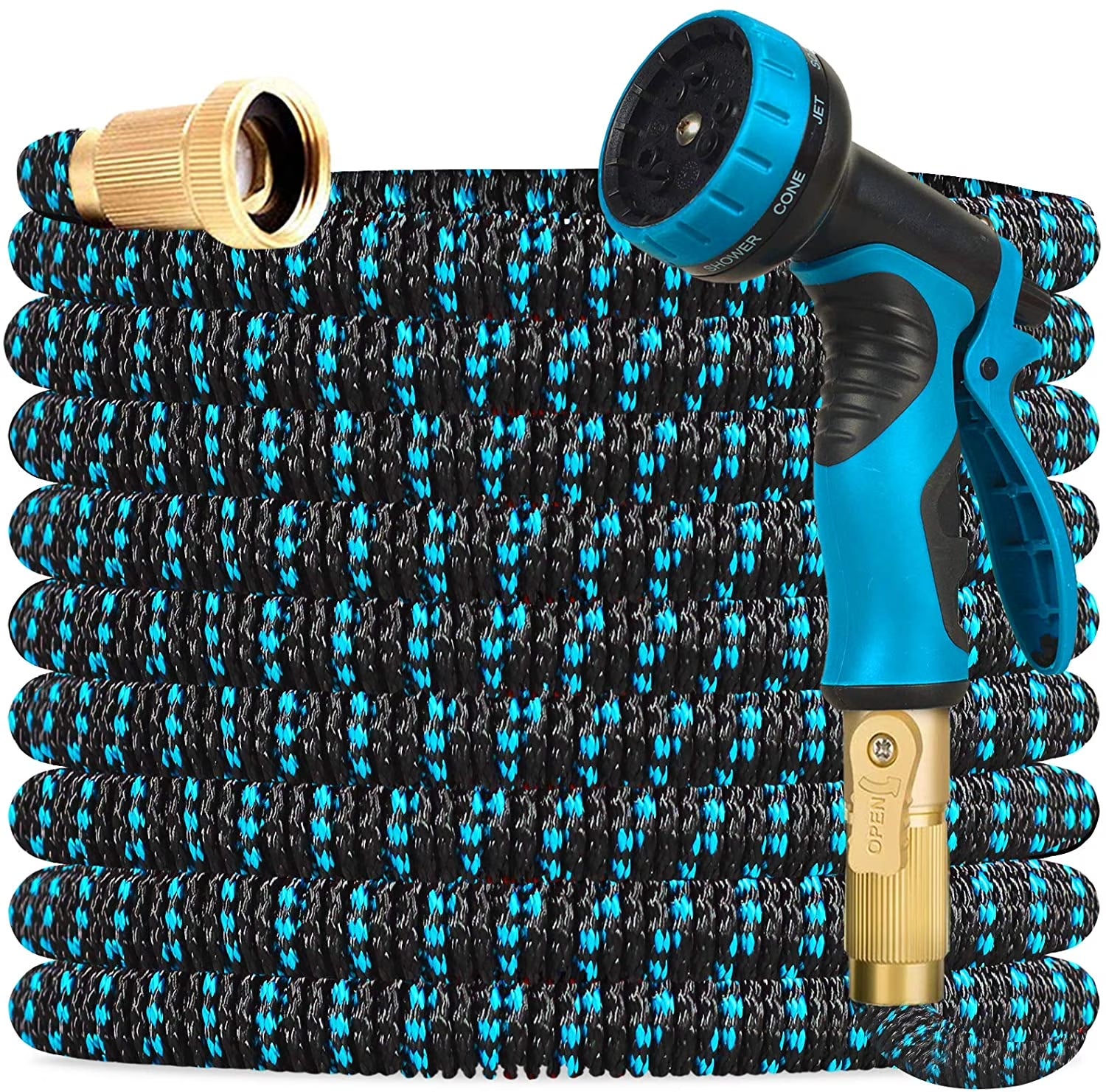 Cozybox 50Ft Water Hose - Upgraded Leakproof Lightweight No-Kink Garden Hose, Flexible Expanding Water Hose with Triple Layered Latex Core, Bag and Holder
