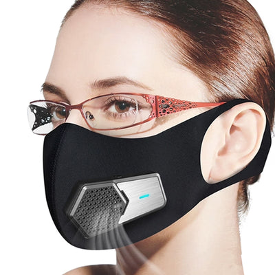 Rechargeable Electric Kn95 Face Mask with Fan,Wearable Mini Air Mask,Replaceable Filter Respirator,For Dust Work,Cycling,Running,Mountaineering,Outdoor Sports,Work Protection