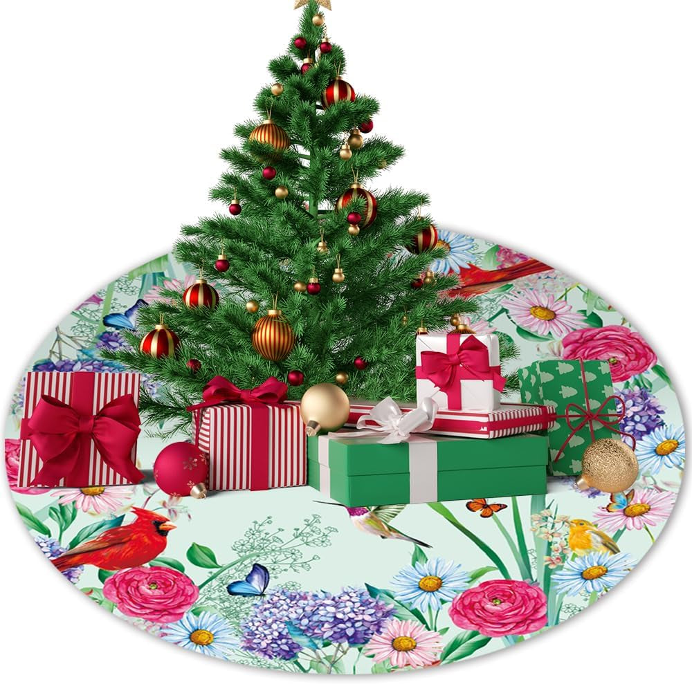 Xmas Tree Skirt, Christmas Tree Decoration Soft Plush Tree Mat Holiday Party 36 Inches