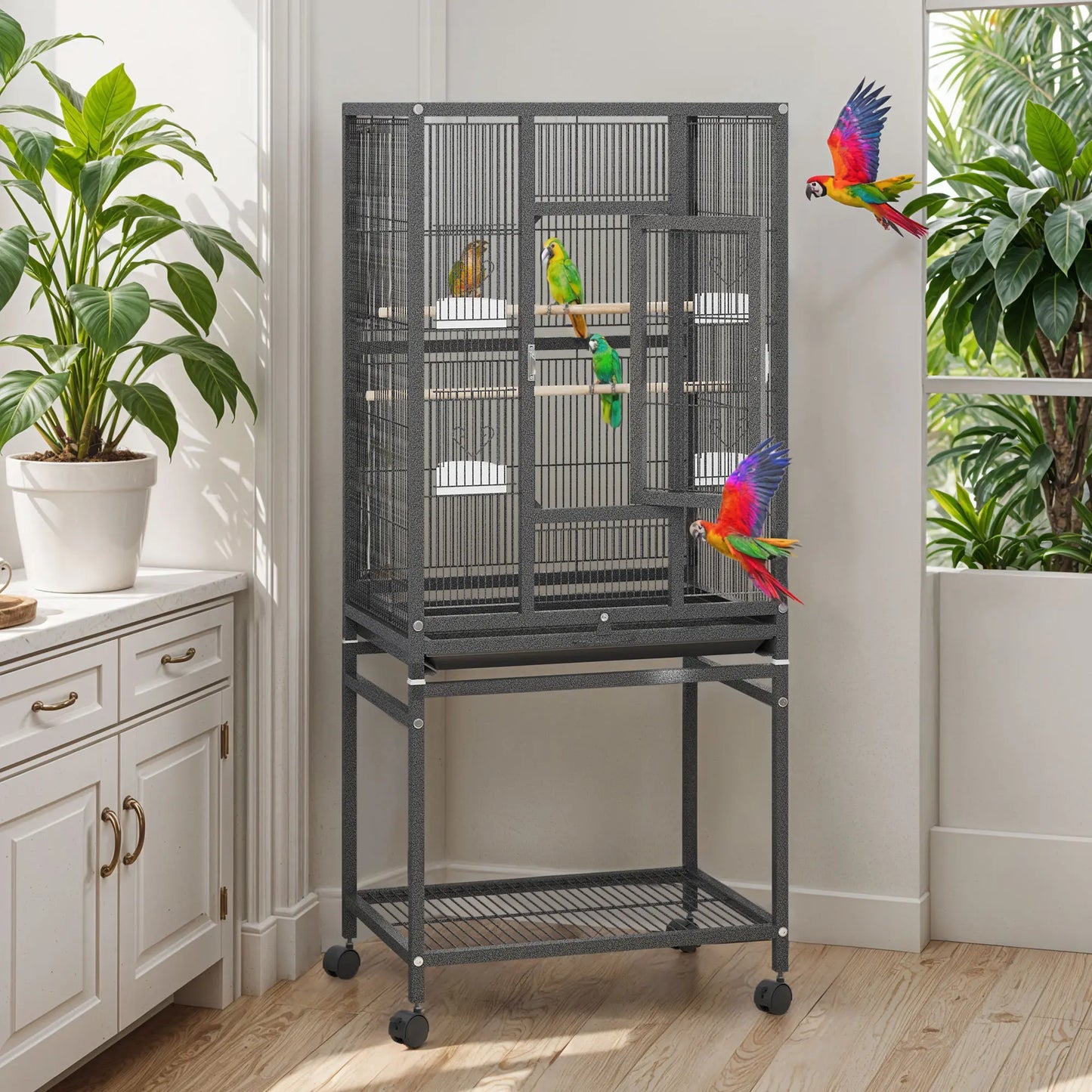 Yitahome 53/52 Inches Birdcage Cover and Bird Cage Seed Catcher, Bird Cages for Parakeets, Parrot, Cockatiel, Pigeon, Flight Cage for Birds