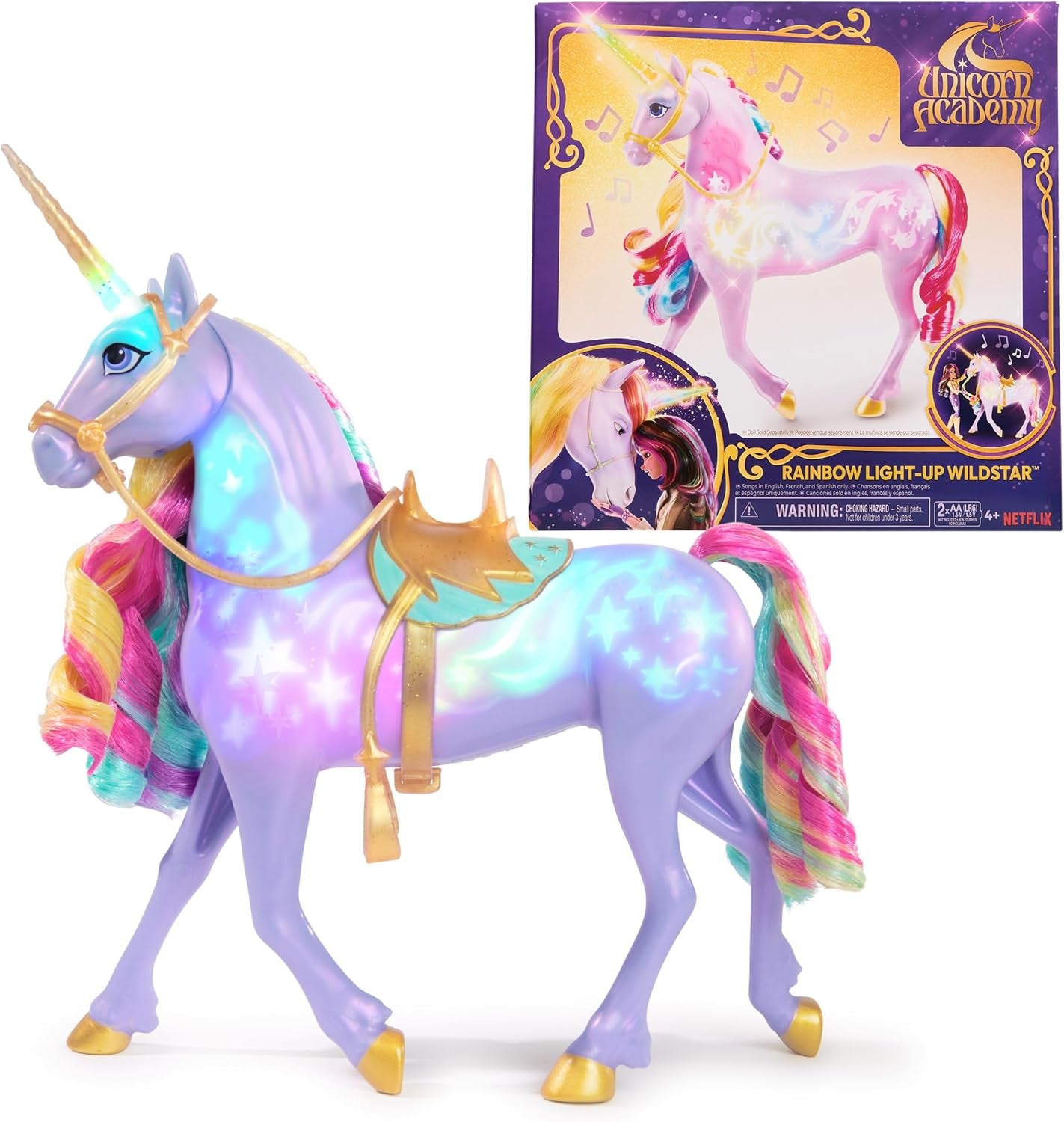 Unicorn Academy, Interactive Rainbow Light-Up Wildstar with Lights, Sounds & Music, Dolls & Unicorn Toys for Girls Ages 4 and Up