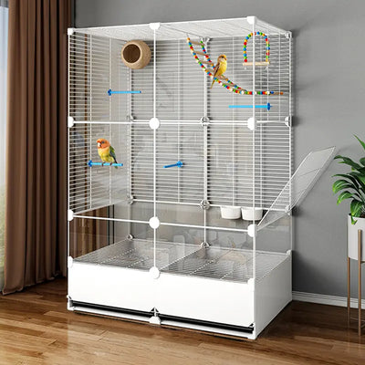 Big Flight Bird Cage, Black Parakeet Cages with Rolling Stand & Wheels, Wide Birdcage for Parrots Cockatiels Conure Budgie Canary Finch Lovebird, Tray
