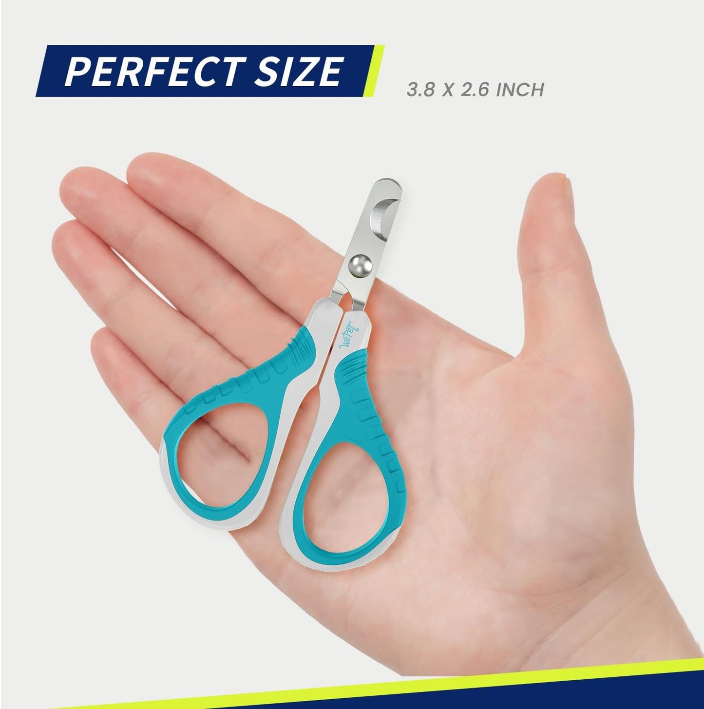 Wepet Pet Nail Clippers U07.1, Professional Claw Trimmer, Bended Scissor Special for Cats, Kittens, Dogs, Puppies, Small Animals, White/Pine Green