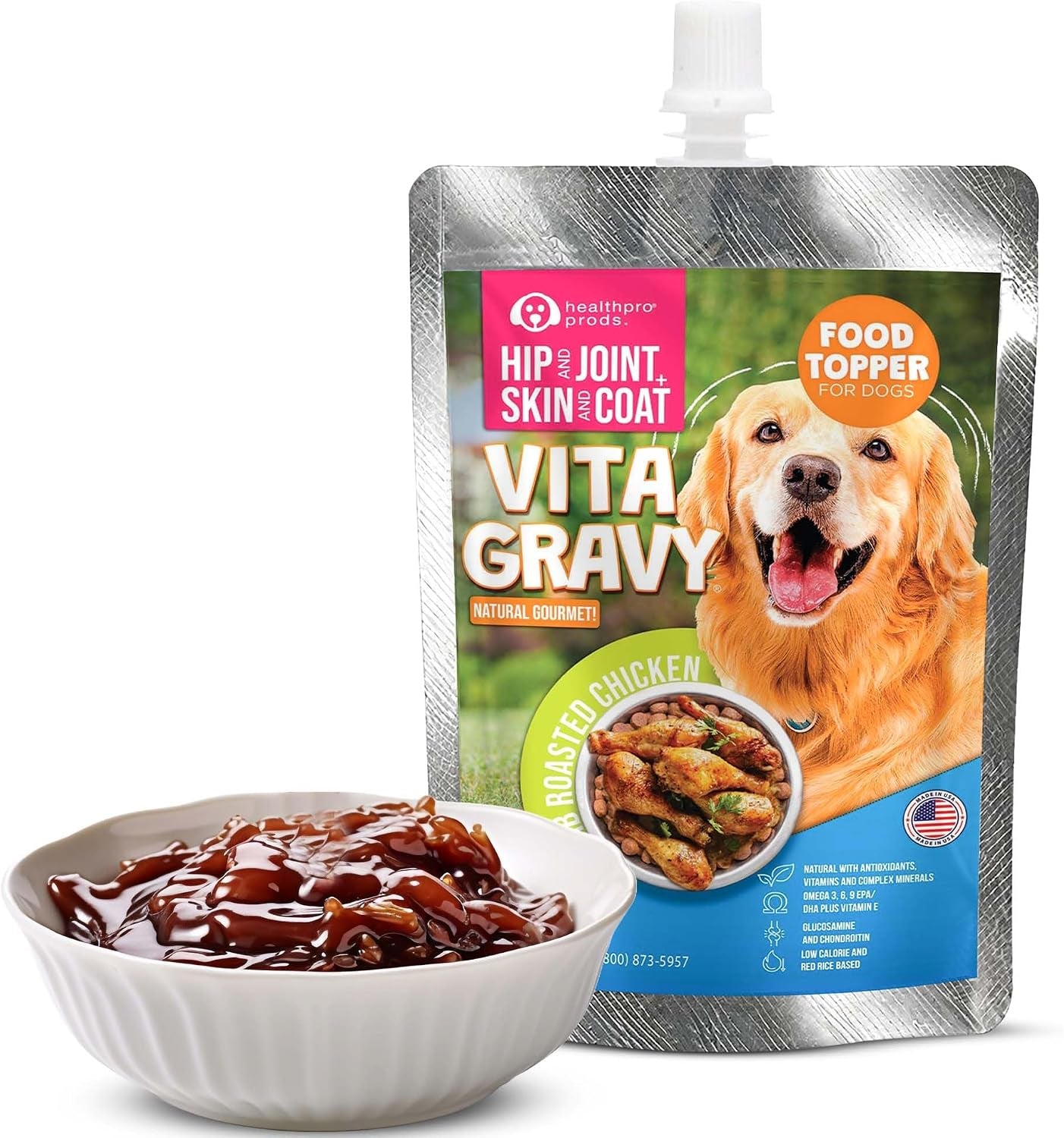 Vitagravy Dog Food Topper for Dry Dog Food Wet Dog Food in Herb Roasted Chicken Delicious Flavour. Dogs Love Rich Gravy Texture than Bone Broth for Dogs. Farmers Dog Food Toppers, Pet Food, 3.5Oz, 3Pk