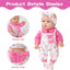 XFEYUE 12" Baby Doll with Pink Bowknot Clothing Set,12 Inch Realistic Baby Dolls with Clothes and Accessories,Pacifier Bottle Toy Pretend Play Collection for 3+ Child Girls Gifts