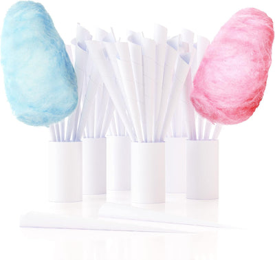 Cotton Candy Express 100-Count Paper Cones with Pink Vanilla, Lime, Blue Raspberry, Watermelon, and Pina Colada 11-Ounce Floss Sugar Jars for Cotton Candy Making